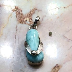 Silver and Larimar sandle pendant